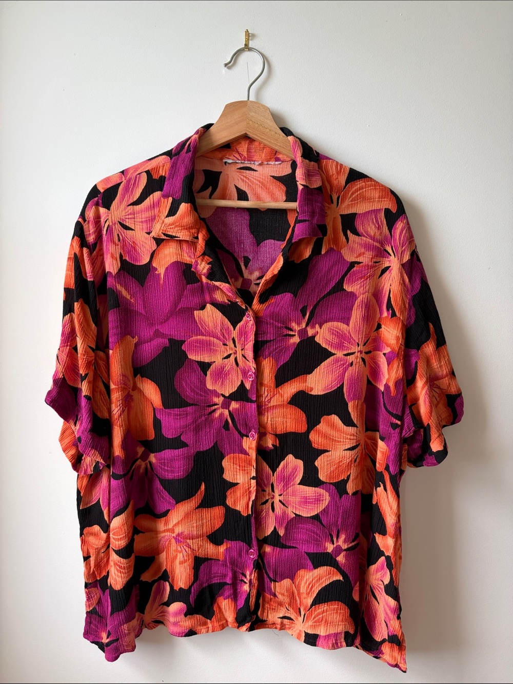 Vintage Floral Button-Down Shirt Hawaiian